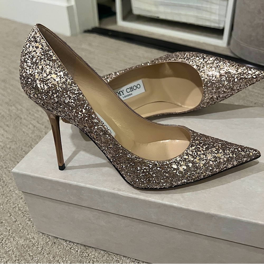 BRAND NEW Jimmy Choo Women Golden Glitter High Heel